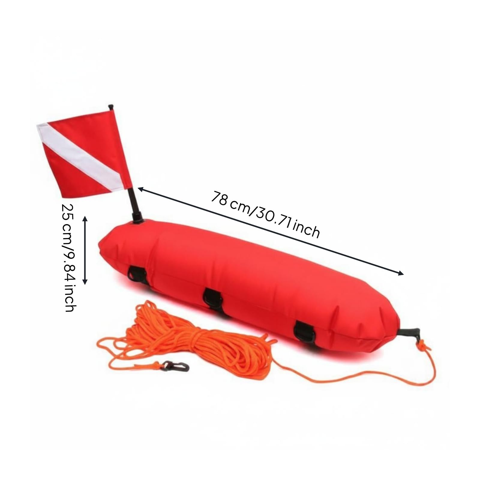 Boa di Segnalazione Subacquea Visibile con Bandiera Galleggiante da Gonfiabile Boa con Traino E Attacchi Multipli Costruzione in Nylon 600D E PVC