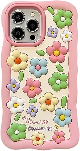 Funda de flores 3D para iPhone 11 de 6.1 pulgadas, lindo personaje de moda kawaii colorido floral para niñas y mujeres, funda de silicona suave a