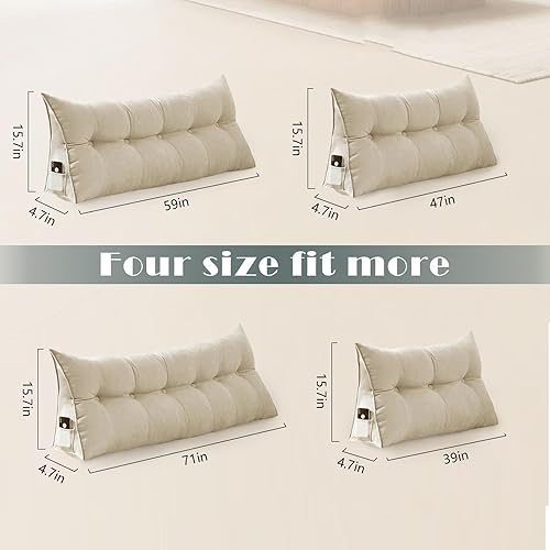 Miniatura 7 de Almohadas de respaldo de cabecera de cuña para sentarse en la cama, cojín triangular grande para sofá cama, soporte lumbar, cojín de posicionamiento