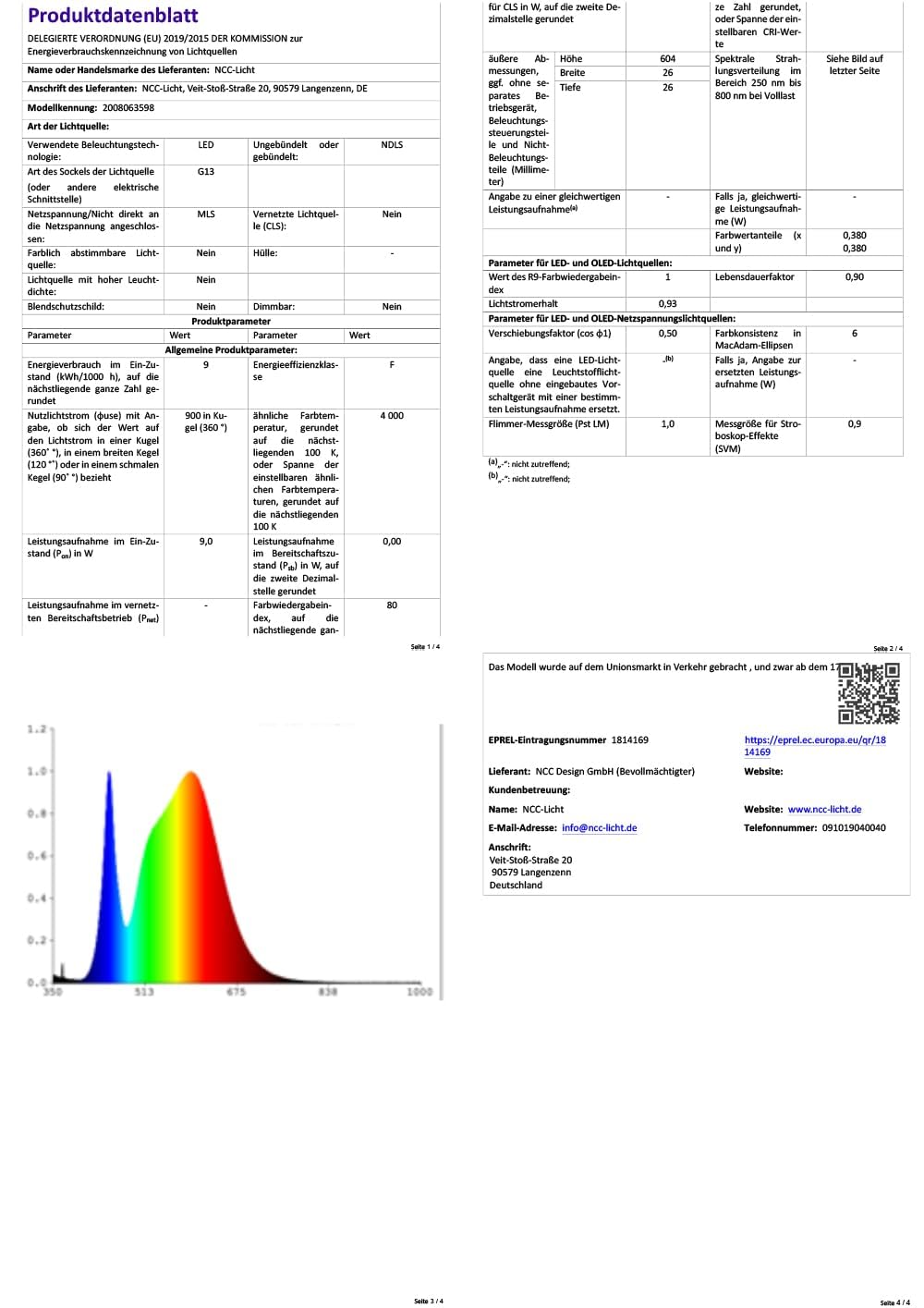 NCC-Licht 25 x LED Röhre 60cm 9W/840 G13 900lm Neutralweiß 4000K, Ersatz für 70W T8 Leuchtstoffröhre mit Starter für KVG
