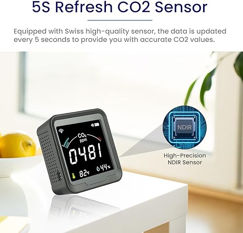 Miniatura 7 de Detector de CO2 WiFi, monitor inteligente de CO2 de alta precisión de actualización 5s, control de aplicación, medidor de CO2 para interiores con