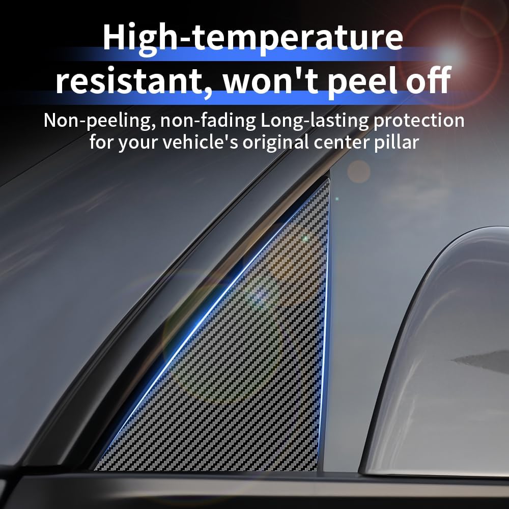 Car Door Window A-Pillar B-Pillar Trim Film Carbon Fiber Style for Tesla Model Y Juniper 2025 2026 Automotive Exterior Accessories A B Pillar Post Protection Decor TPU Sticker Cover 4-Pcs Kit