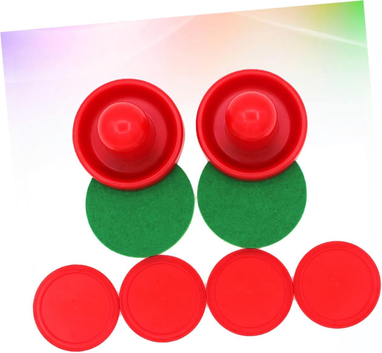 Air Hockey Pushers Set, 96mm 8Pcs Plastic Replacement Paddles | Red Ergonomic Design, Worn or Lost Equipment Replacement, Game Room Use, Competitive Matches, Tabletop Access