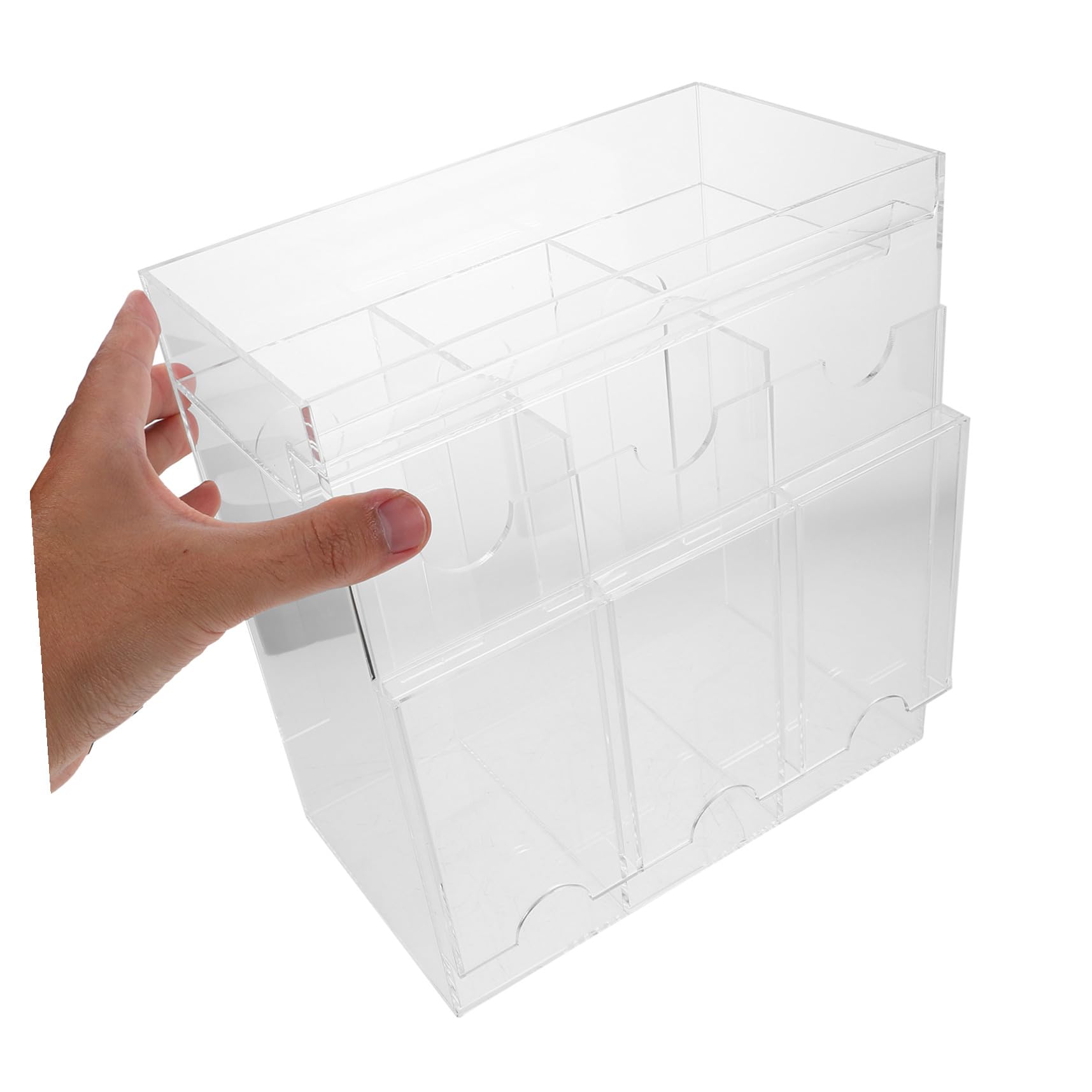 Hohopeti Caja de Almacenamiento de Tarjetas de Acrílico Compartimentos | Name Cards y Photocards, Base Estable, Organización por Secciones, Mantenimiento Sencillo