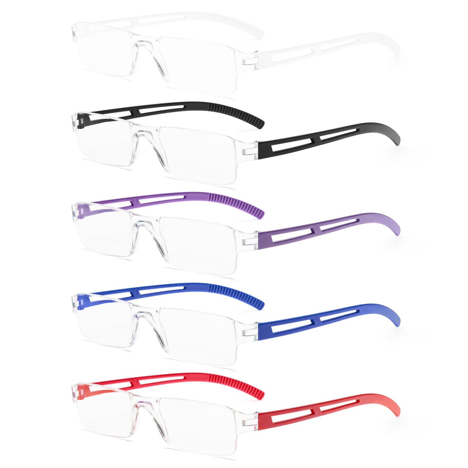 KoKoBin 5er-Pack Ultraleichte Rahmenlose Lesebrille Leicht und Bequem Anti Blaulicht Lesehilfe für Damen Herren