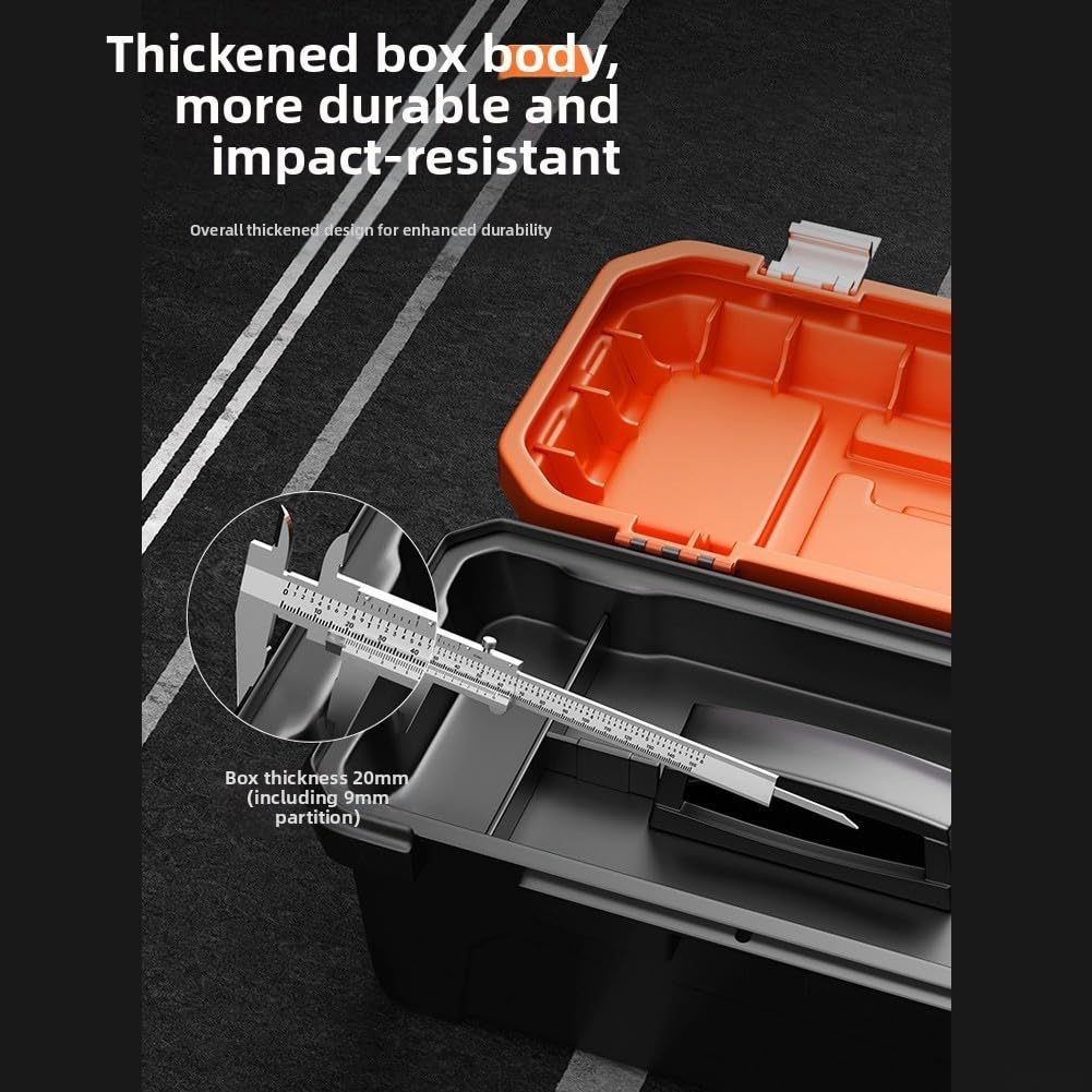 Caja de herramientas profesional de doble capa con múltiples secciones de almacenamiento y construcción reforzada para almacenamiento seguro de herramientas y accesorios (17 pulgadas)
