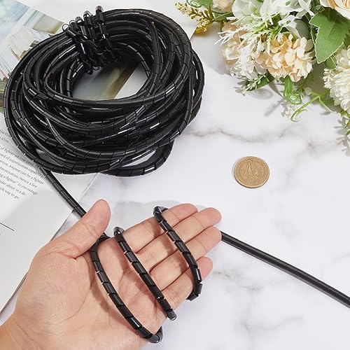Vista 3 de 26.25 pies x 0.39 pulgadas, funda de alambre de polietileno para manguera, organizador de tubos de manguera, protector de cable en espiral, cable