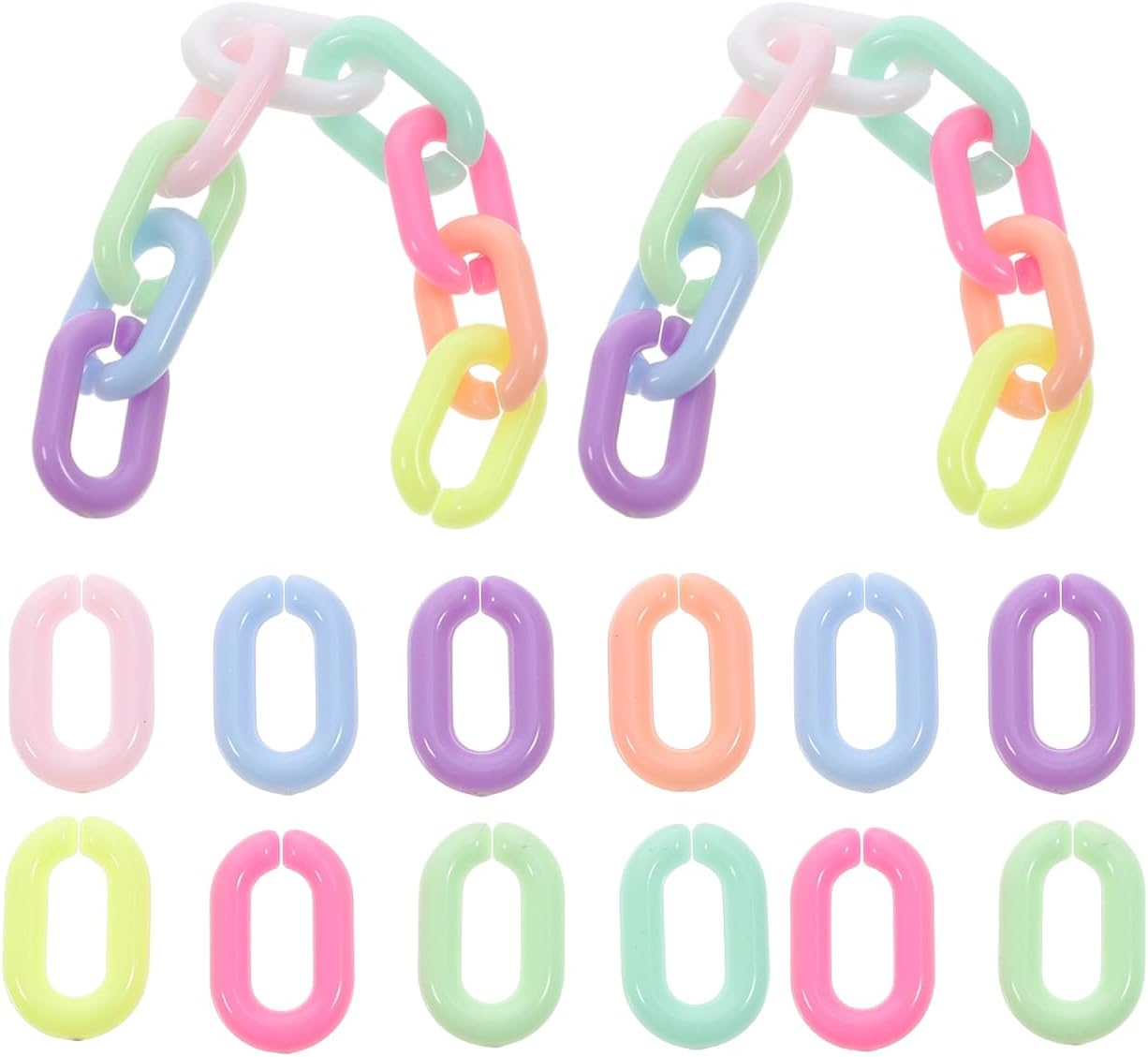 Kisangel 200pcs Acrylic Chain Link Rings, 0.55 inch Color Linking Rings, C-Clips Oval Connectors Chain for DIY Jewelry Opening Crafts - Image 9