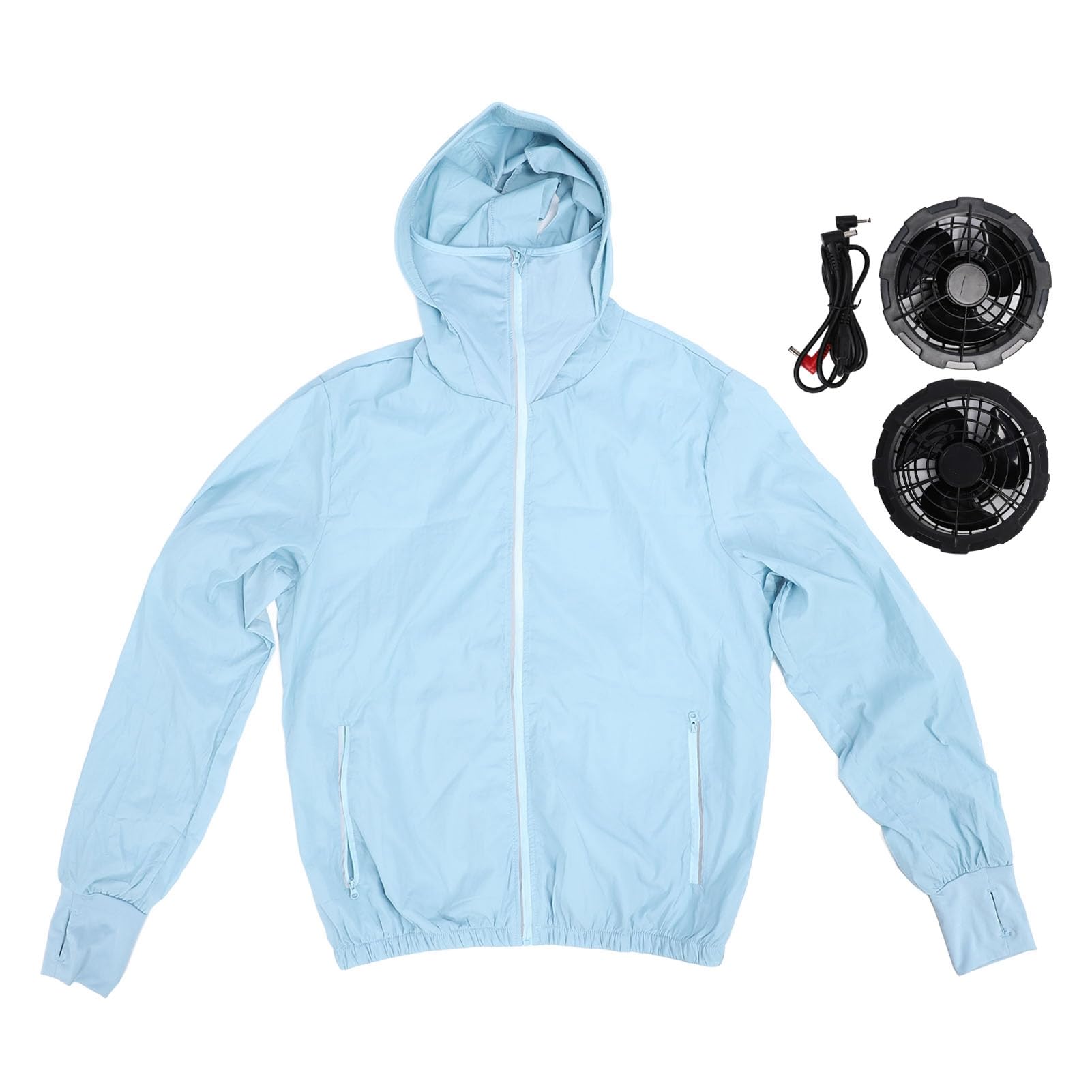 Kühljacke mit 2 Ventilatoren, Sonnenschutzkleidung, 3-Gang-klimatisierte Kleidung für den Außenbereich, Blau (M)