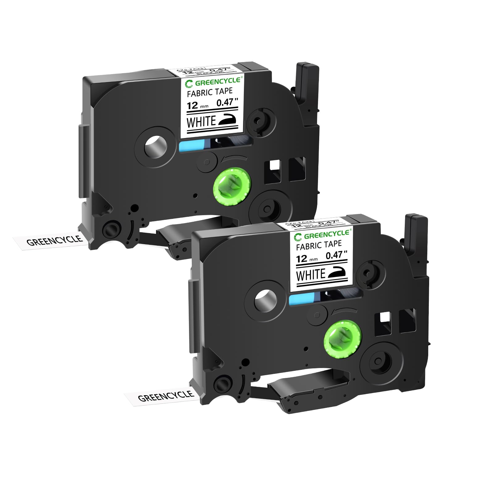 2 Pack Black on White Iron On Clothing Fabric Label Tape Compatible for Ptouch TZe-FA231 TZ-FA231 AZE-FA231 1/2 inch 12mm 0.47 White Tape for PT-P750W PT-H110 PT-D210 PT-D600