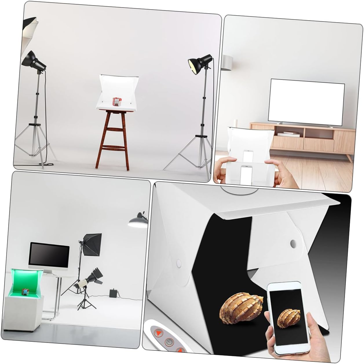 40cm Portable LED Photo Tent with Adjustable Brightness, Mini Photography Backdrop Box with 6 Colored Backgrounds and Dual Light Bars for Indoor Studio Shooting