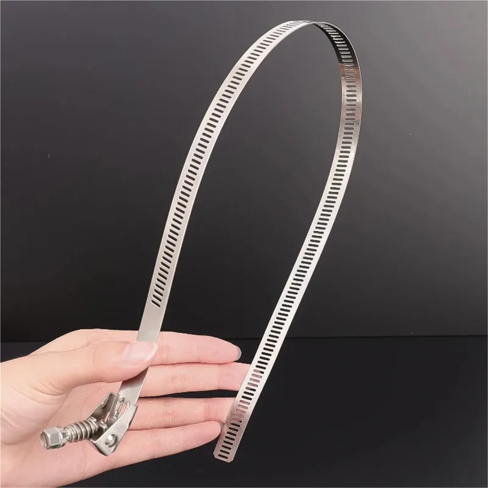 Abrazaderas de manguera ajustables de acero inoxidable, sujetadores de tubo de engranaje helicoidal de 50/100cm for conductos de gases y aplicaciones marinas, 5 uds.(14 * 1000 * 0.6MM)