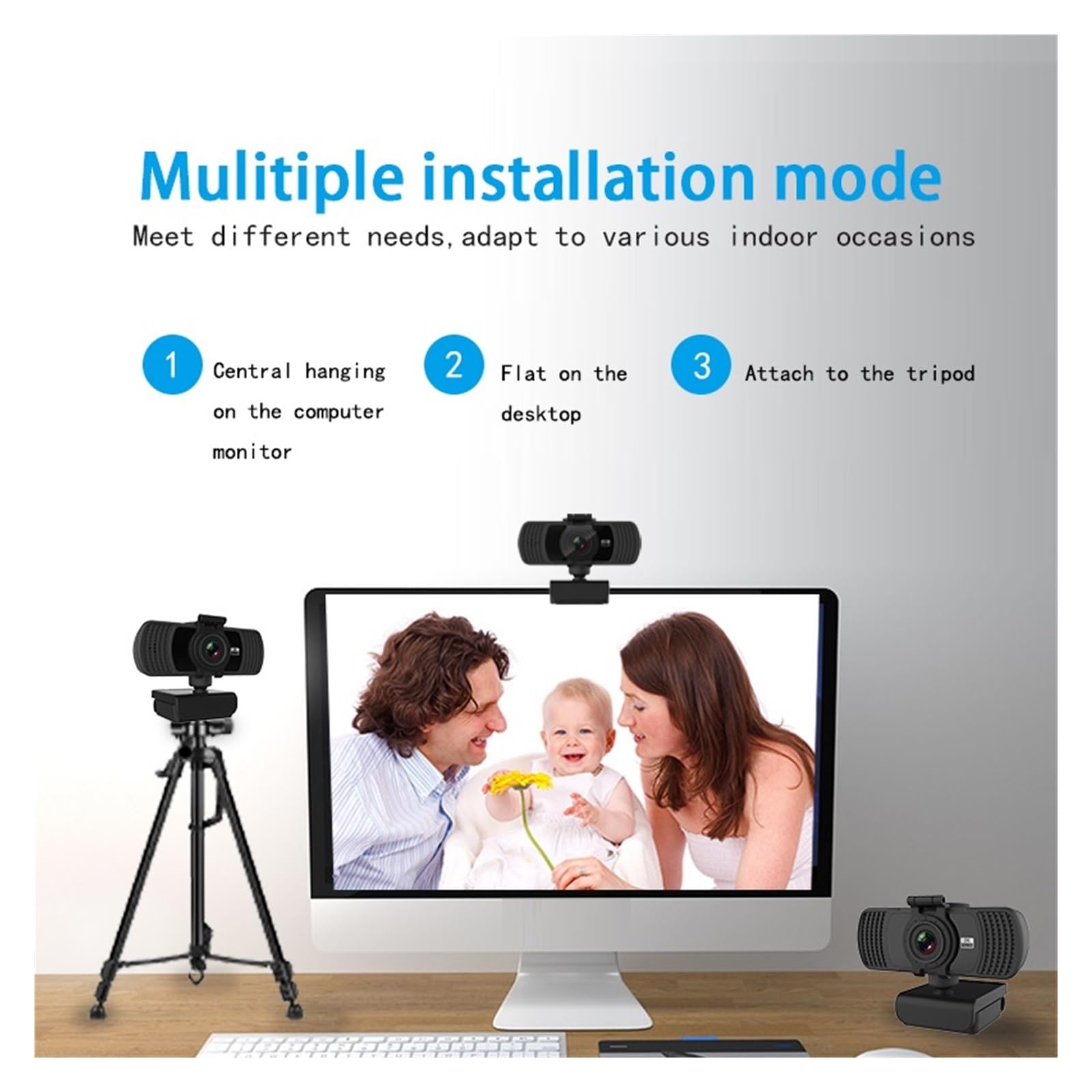 Webcam 1080P Web Cam 2K Full HD Web Camera con Microfono for Computer PC Trasmissione in Diretta Conferenza Lavoro USB Camera Web