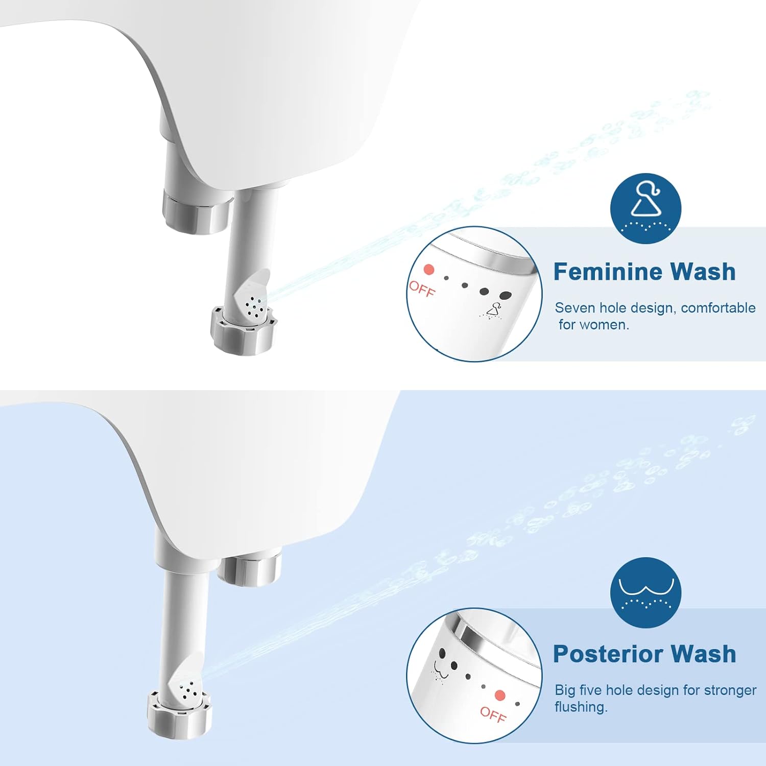 Ultra-Slim Bidet Attachment for Toilet - Dual Nozzle (Feminine & Posterior Wash) | Lead-Free Stainless Steel Valve | Non-Electric Adjustable Water Pressure | 2.48" Slim Fit Standard Toilets - Image 3