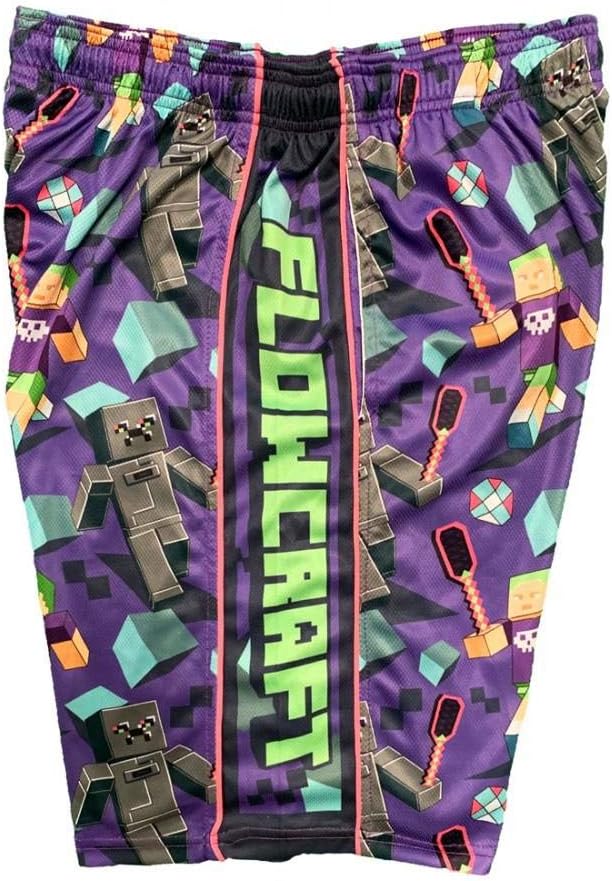 Flow Society Flowcraft Attack Boys Shorts - Kids Athletic - Basketball - Baseball - Hockey - Football - Lacrosse - Purple - Image 2
