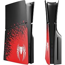 PS5 Slim Cover Plates for Disc Edition, Black Spider Faceplates, Replacement Console Shell Side Panels for PlayStation 5 Slim