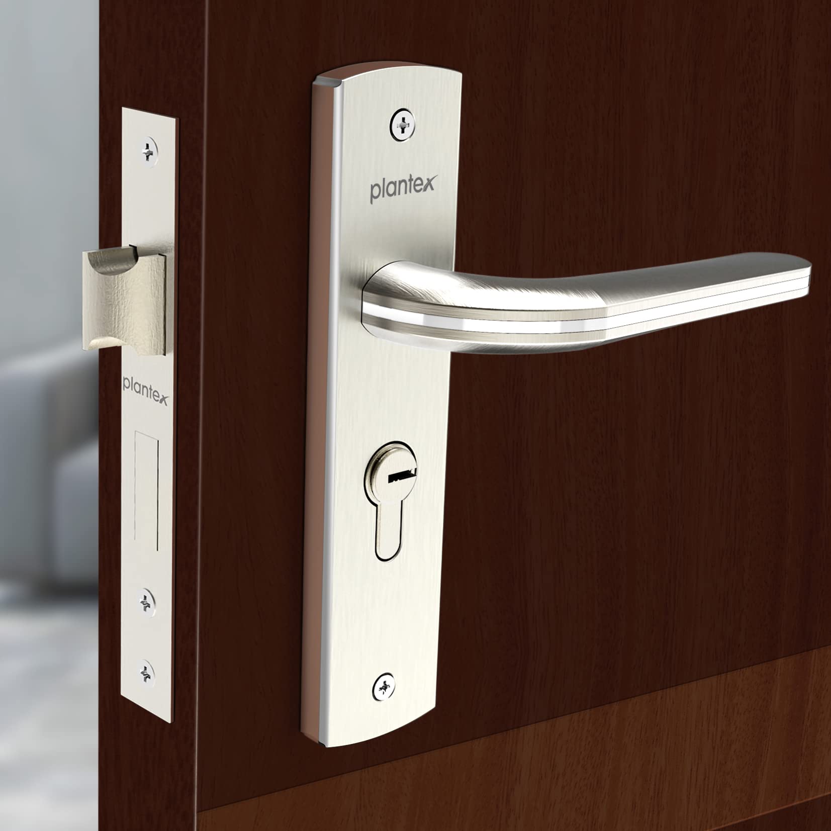 Plantex Heavy-Duty Door Lock Set - Main Door Lock Handle Set/ 6-Lever Lock Mechanism with 3 Years of Warranty/Mortise Lock with 3 Keys, Brass Lock Body & Cylinder(8077 - Chrome & Matt) (B094D9XQK7) Amazon Price History, Amazon Price Tracker
