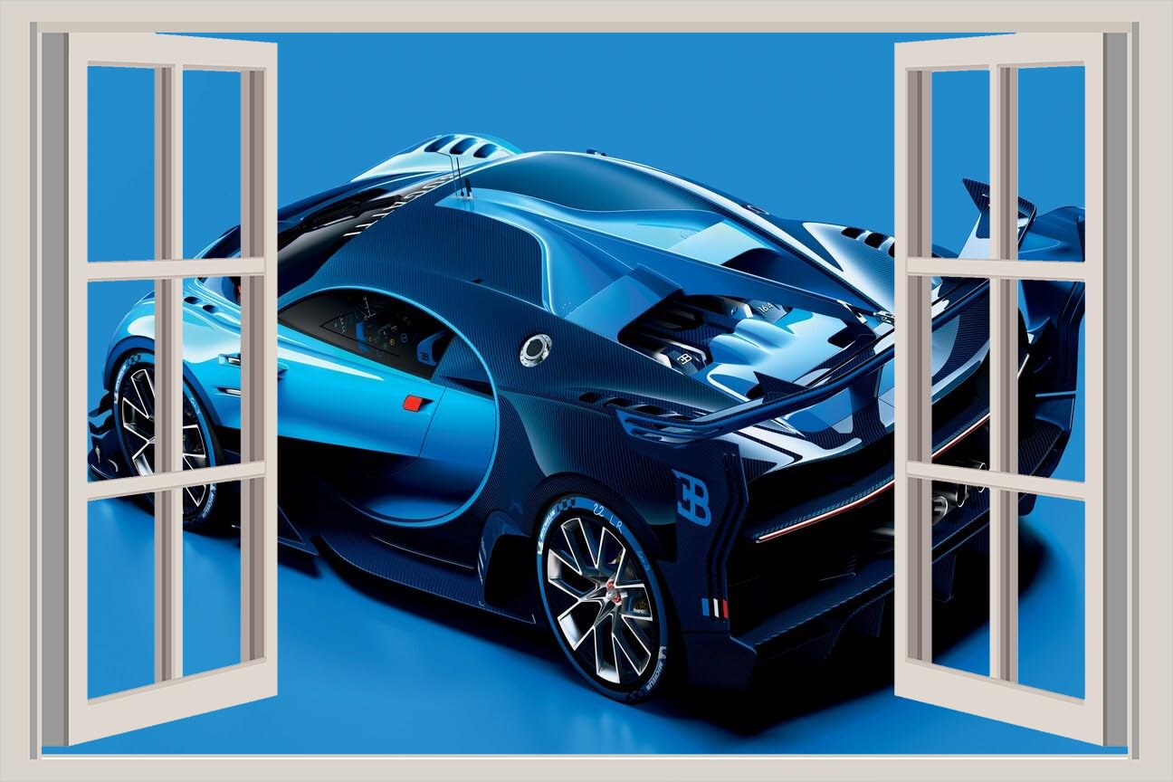 JVERF - JZZA14239 Bugatti Vision Gran| Self-Adhesive Open Window Wall Sticker