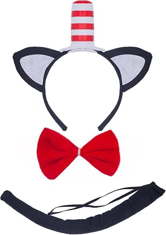 Kirei Sui Kids Black White Cat Red Pink Fox Cow Leopard Zebra Headband Bowtie Tail 3pcs Costume