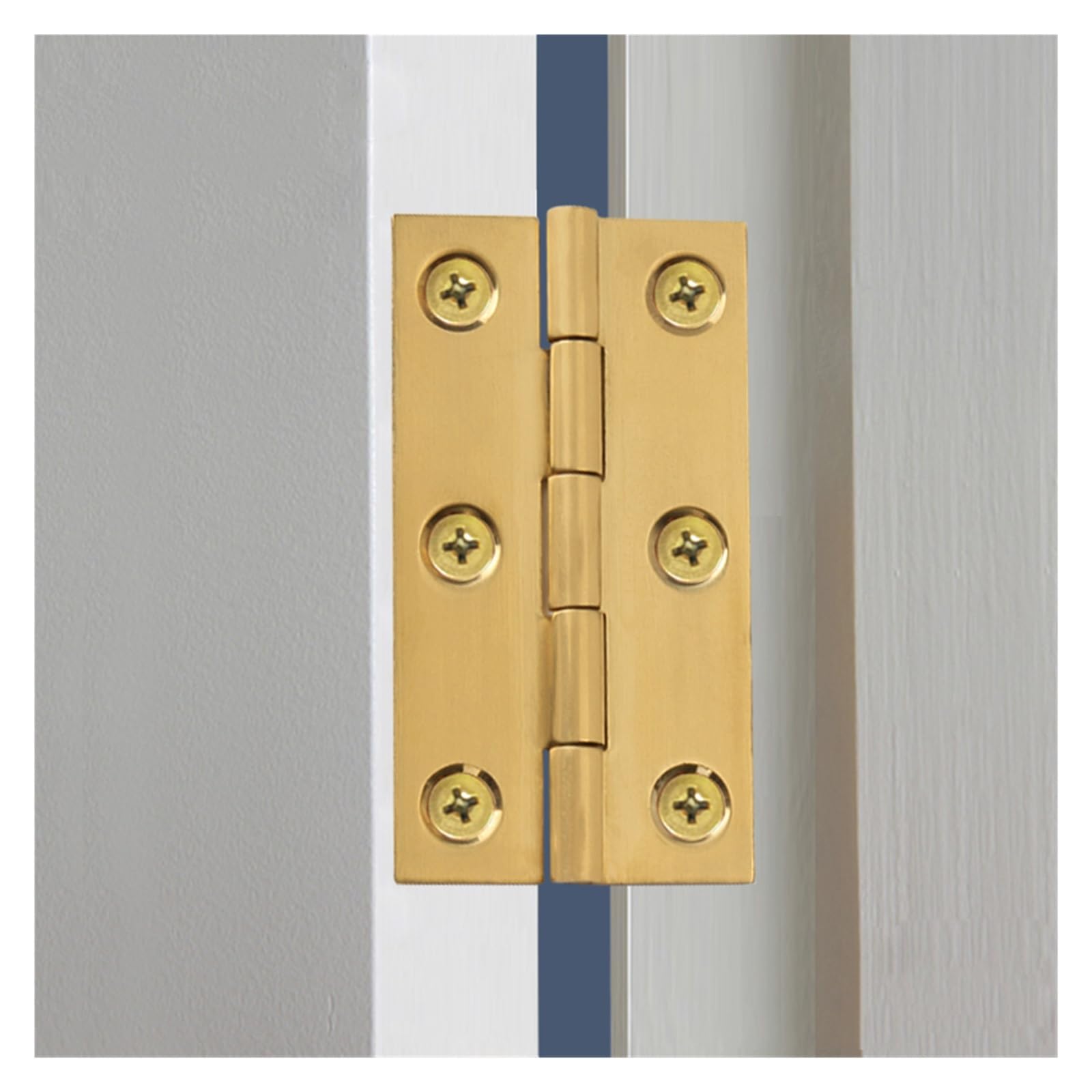 Minibisagra Bisagra pequeña Bisagras de puerta nueva de latón, 2 uds., 1/1, 5/2/2, 5/3 pulgadas, muebles, puerta del cajón del armario, bisagra a tope for joyería, Hardware de caja de madera(Golden 2p