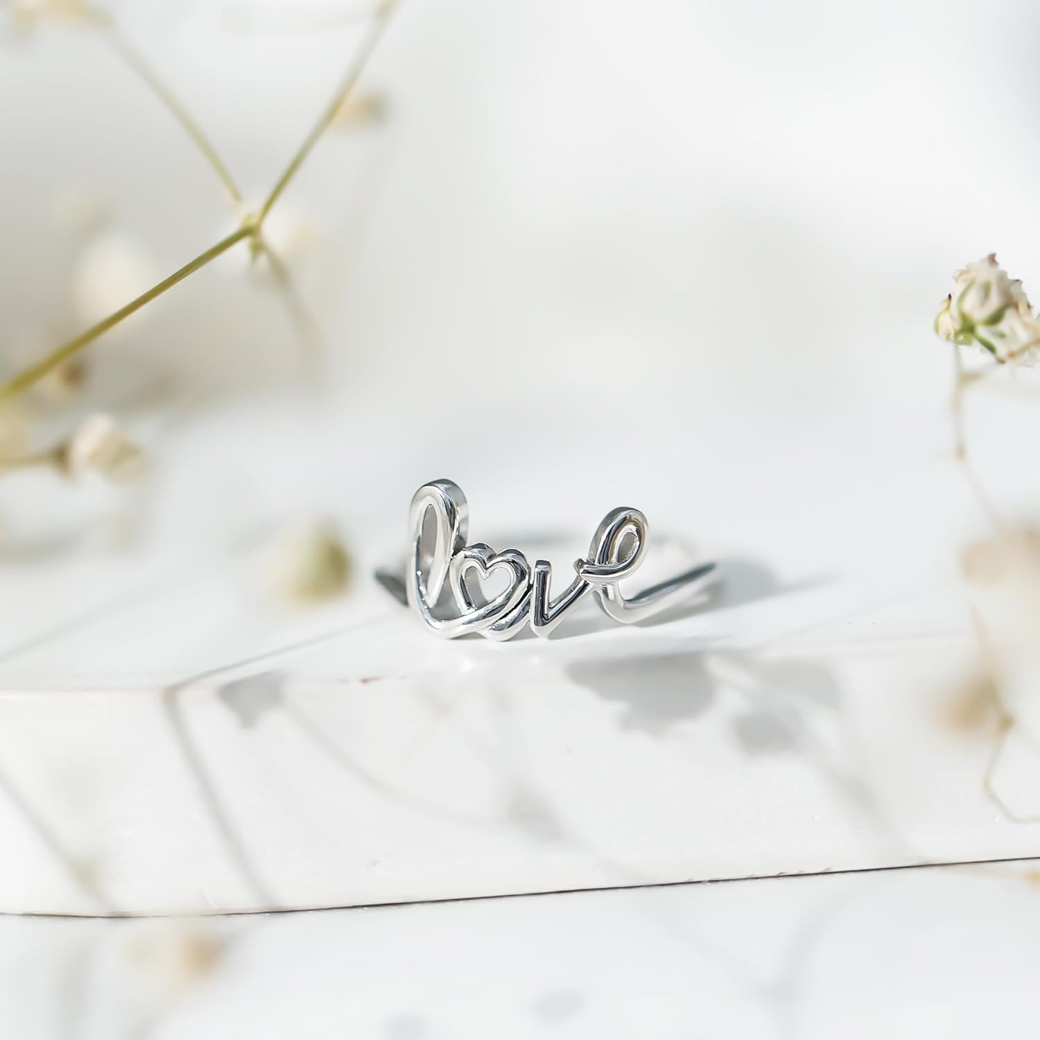 Hallmarked Love Ring in Silver, Promise Ring For Her, Love Initial Proposal Ring - Gift For Special Occasions
