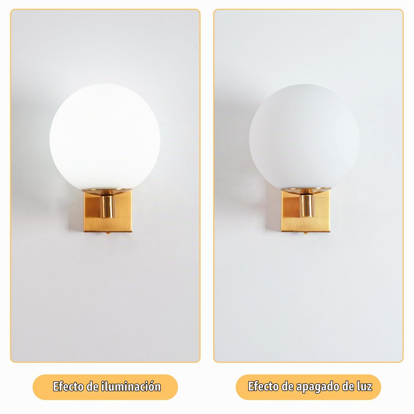 Aplique Pared Bola de Vidrio Dorada Nórdica para Salón, Dormitorio
