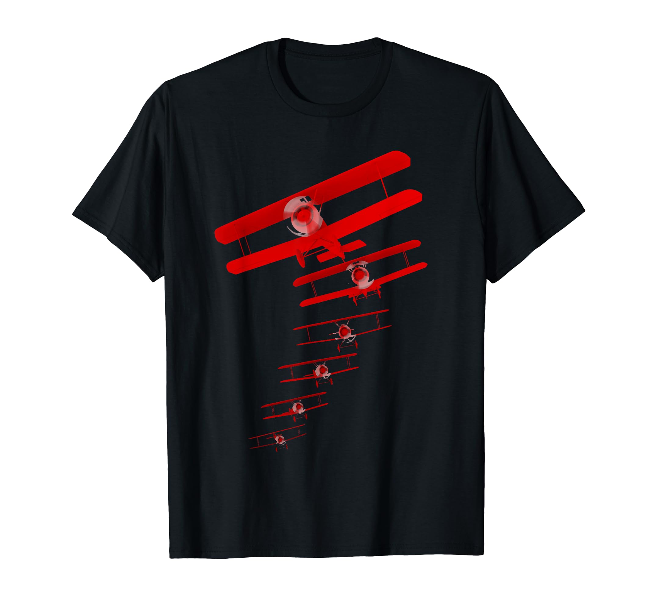 Retro Biplane Formation Aviation T-Shirt T-Shirt, Black