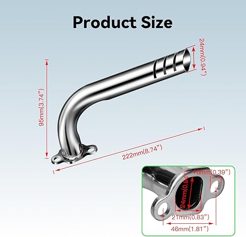 Vista 13 de Kit de tubo de escape de cabezal mejorado para Predator 212cc 196cc 6.5HP GX160 GX200 Coleman Mini Bike BT200X CT200U CT200U-EX KT196 Go Kart Baja