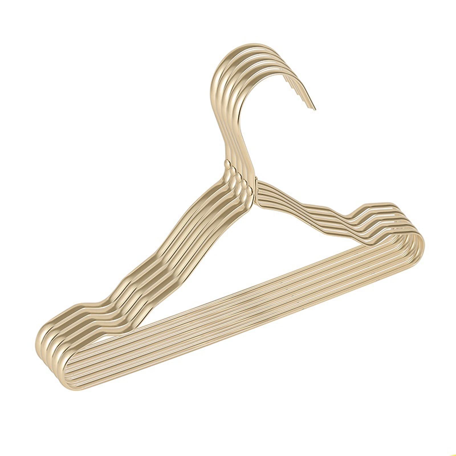JINGYAN Standard Hangers Clothes rack, wardrobe storage, aluminum alloy non-skid, clothes(Brass)