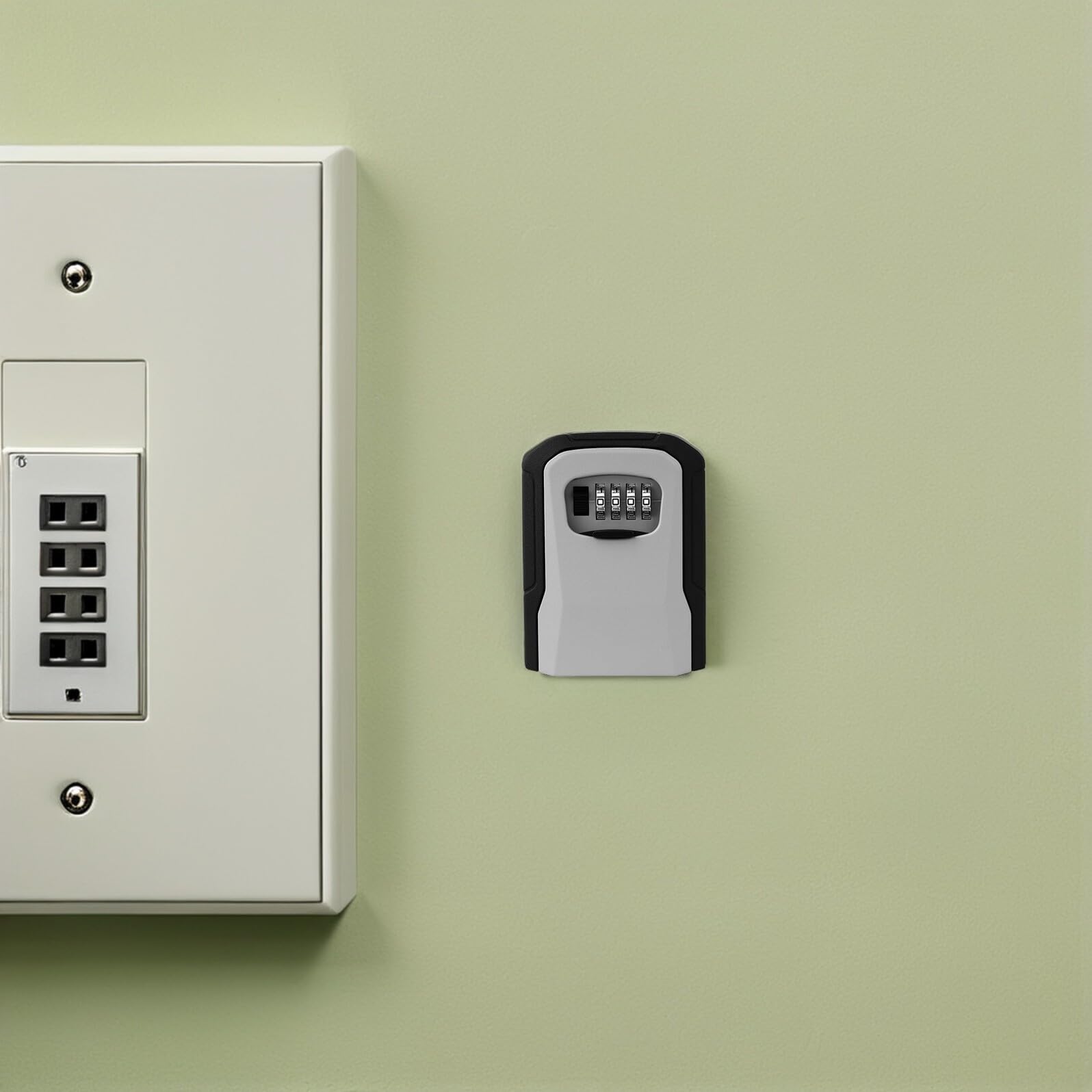 POPETPOP Cassetta Portachiavi da Parete con Combinazione, Alluminio | 4 Codice Digitale, Ganci Interni per Chiavi, Installazione Semplice, Grigio per Case in Affitto e Scuole