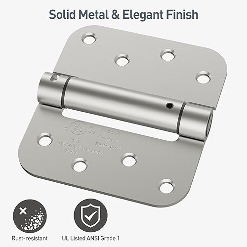 Miniatura 4 de HOSOM Bisagra de puerta de cierre automático, bisagra de resorte, 4 pulgadas, tensión ajustable para garaje, puerta delantera, puerta trasera,