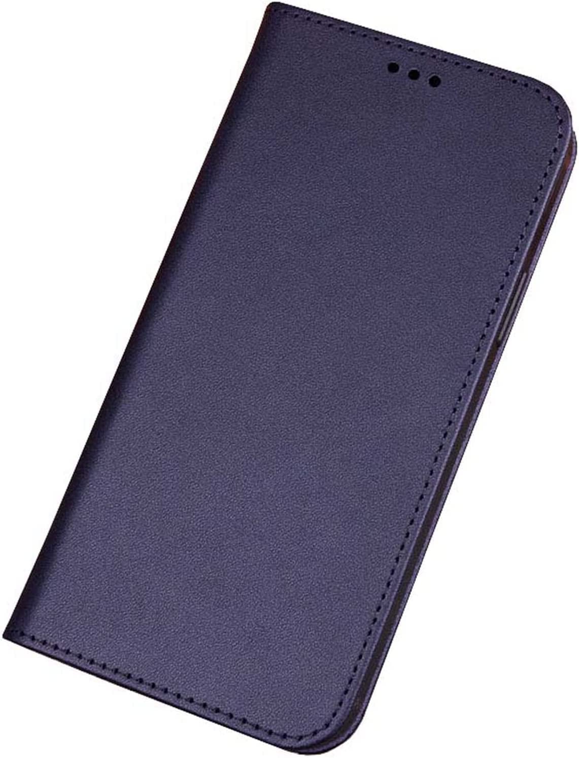 Étui en cuir véritable pour iPhone 13, housse folio premium bleu de KANUZ