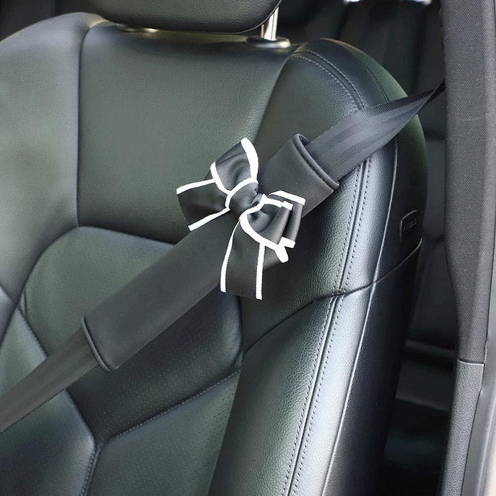 Copri Imbottitura per Cintura di Sicurezza per Auto Cuscinetti per Cintura di Sicurezza per Auto Cinghia per Cintura di Sicurezza Spallina per Bagagli per Adulti e Bambini (Fiocco Nero)