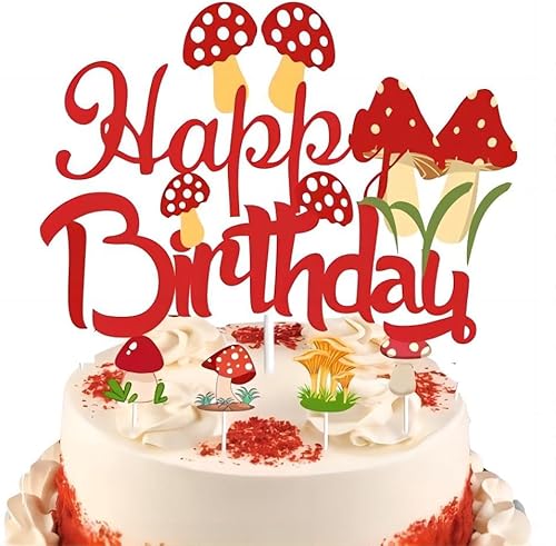 PayPie Decoración de pastel de cumpleaños con purpurina roja, suministros de fiesta de cumpleaños para niños y niñas