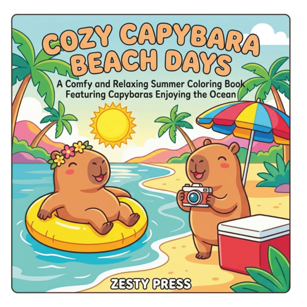 Cozy Capybara Beach Days: A Comfy and Relaxing Summer Coloring Book Featuring Capybaras Enjoying the Ocean