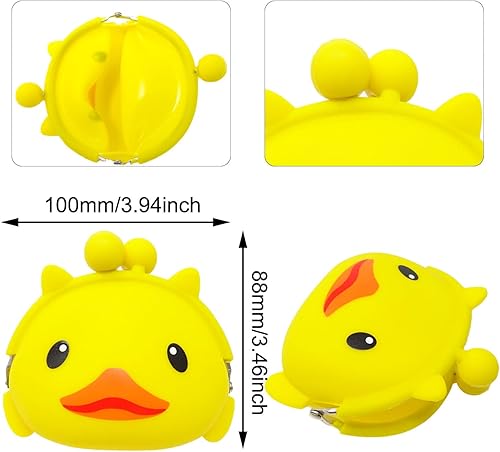 Miniatura 2 de Honbay 2 carteras de silicona de dibujos animados de animales para monedas, mini monedero, bolsa de auriculares de pato de rana para guardar objetos
