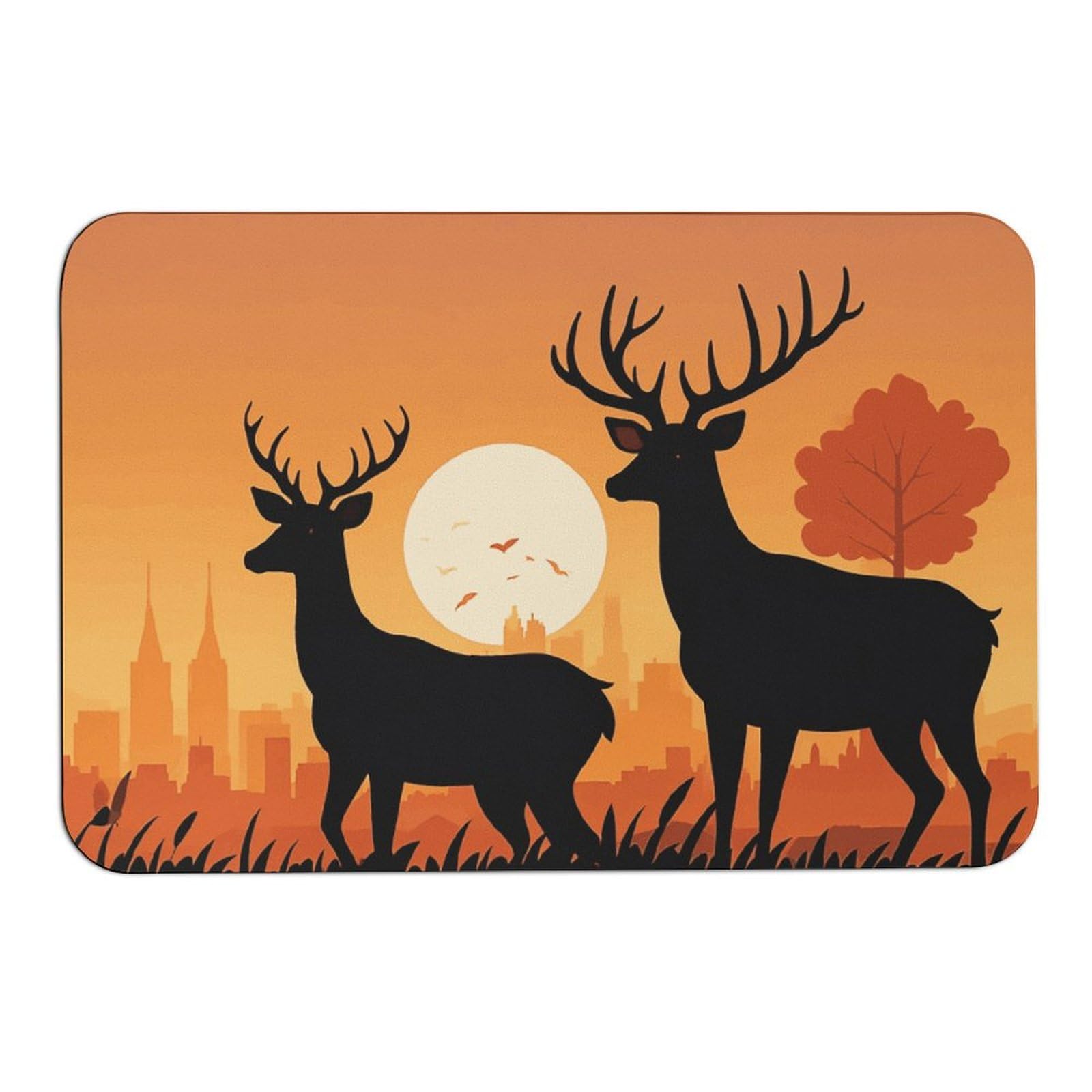 Tapis antidérapant motif cerf biche en boue de diatomée absorbante premium