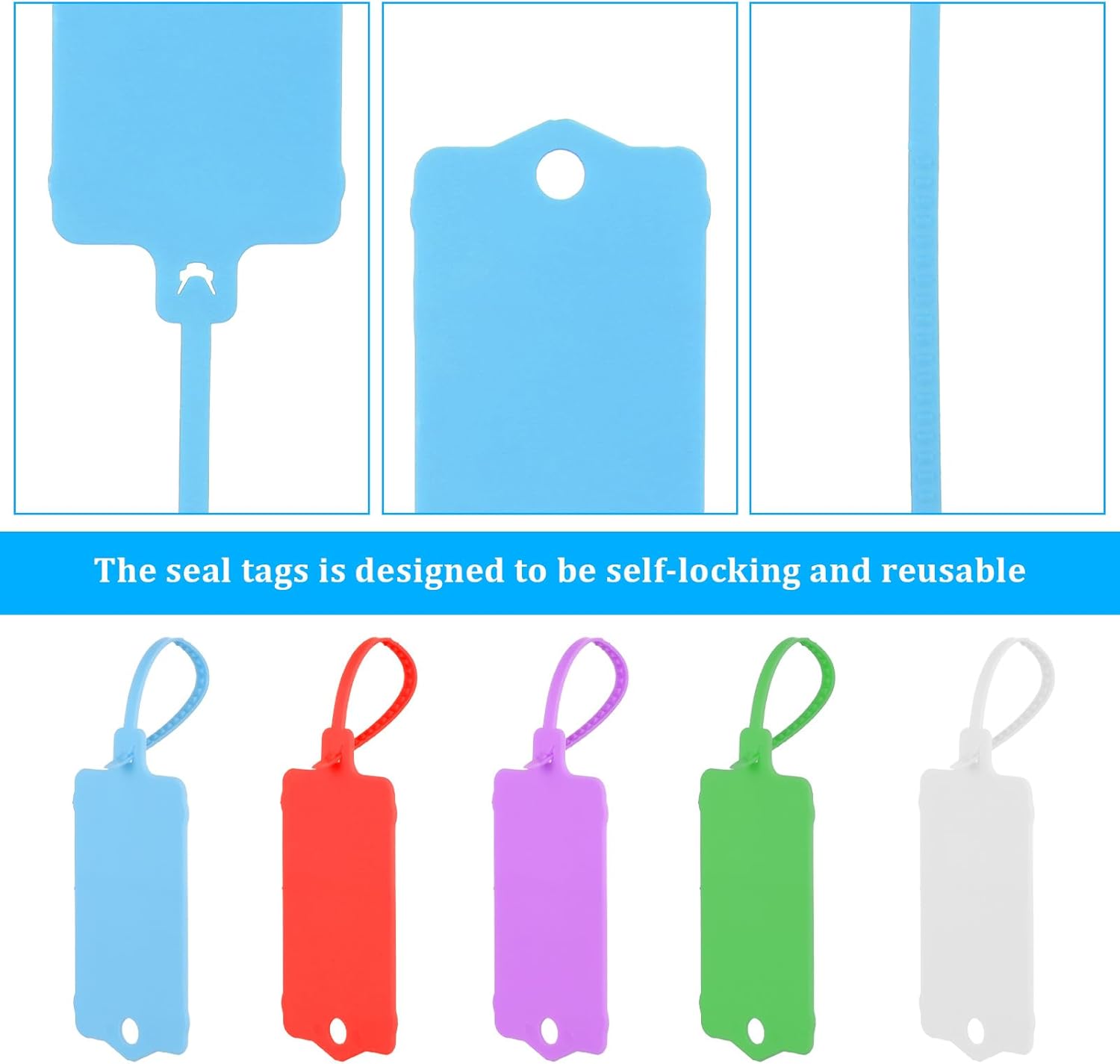 50 PCS Plastic Tags for Labeling, Labels Writable Hanging with Sealing Strap, Shipping Cable Tie Plastic Tags Label for Keys Luggage Logistic Retail Inventory - Image 3