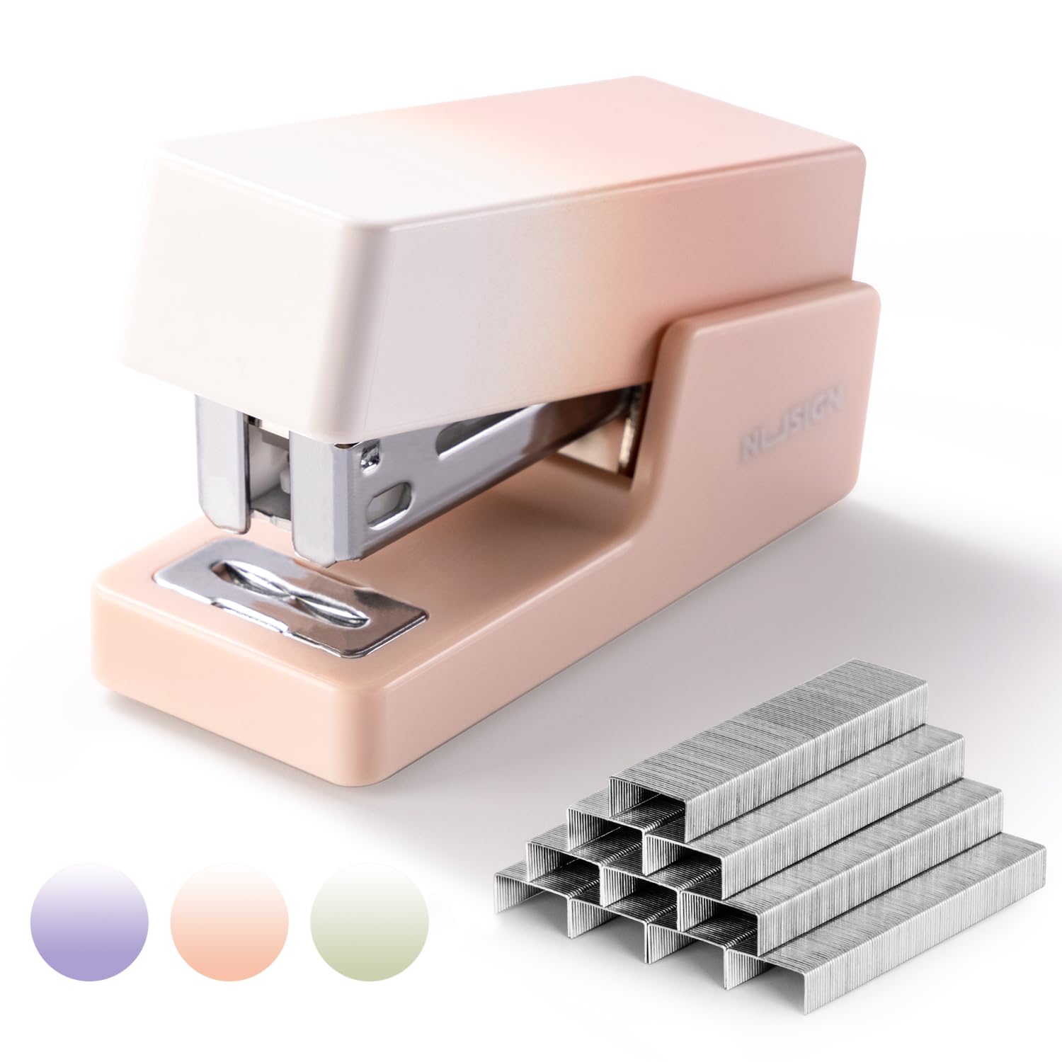 Mini Stapler with 830 Staples, Small Cute Desk Staplers, 25 Sheet Capacity, Pink-White Gradient