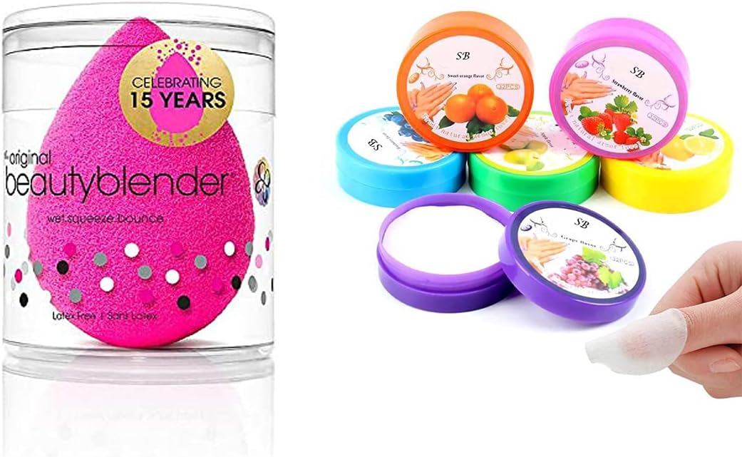 EL Sueno Multi Fruit Flavored Nail Polish Remover Wipes Round Tissues 96 Pads (Pack of 3) With 1pc Beauty Blender