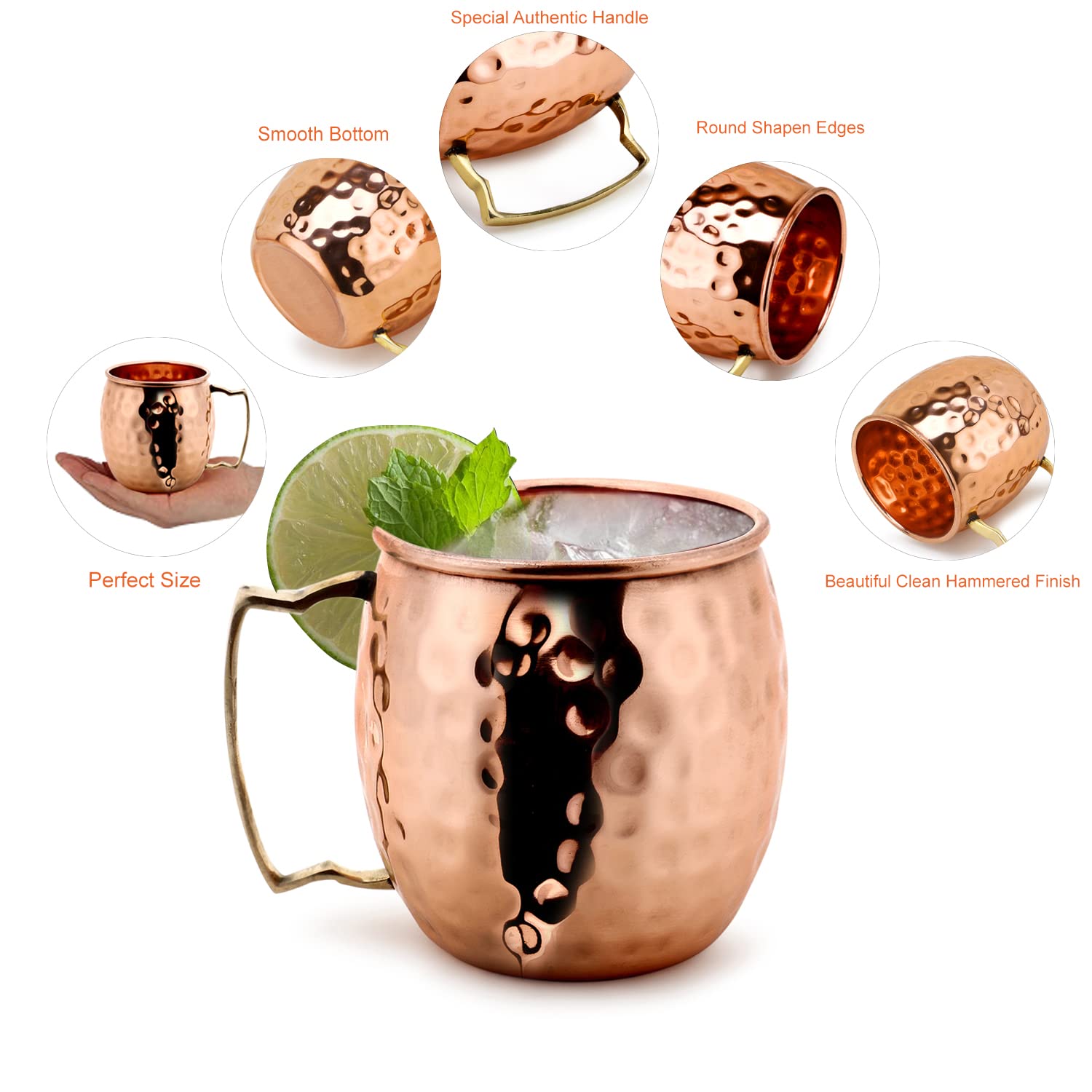 Zap Impex Moscow Mule Koperen bekers – set van 2 – 100% handgemaakte bekers van puur massief koper in levensmiddelenkwaliteit – 400 ml hoogwaardig cocktailglas Zap Impex Moscow Mule Koperen bekers – set van 2 – 100% handgemaakte bekers van puur massief koper in levensmiddelenkwaliteit – 400 ml hoogwaardig cocktailglas