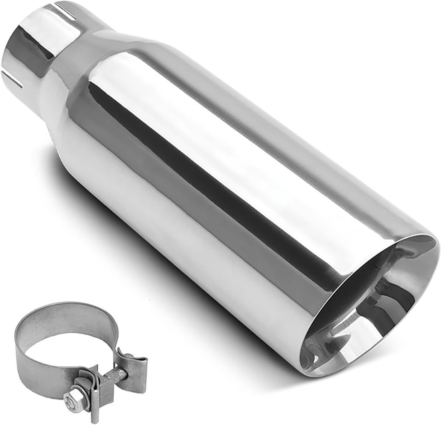 Black Horse Exhaust Muffler Tip, 3" inlet,4" outlet and 12" Length Double Wall Stainless Steel Compatible with All Cars, Trucks and SUVs-MT-RR03SS