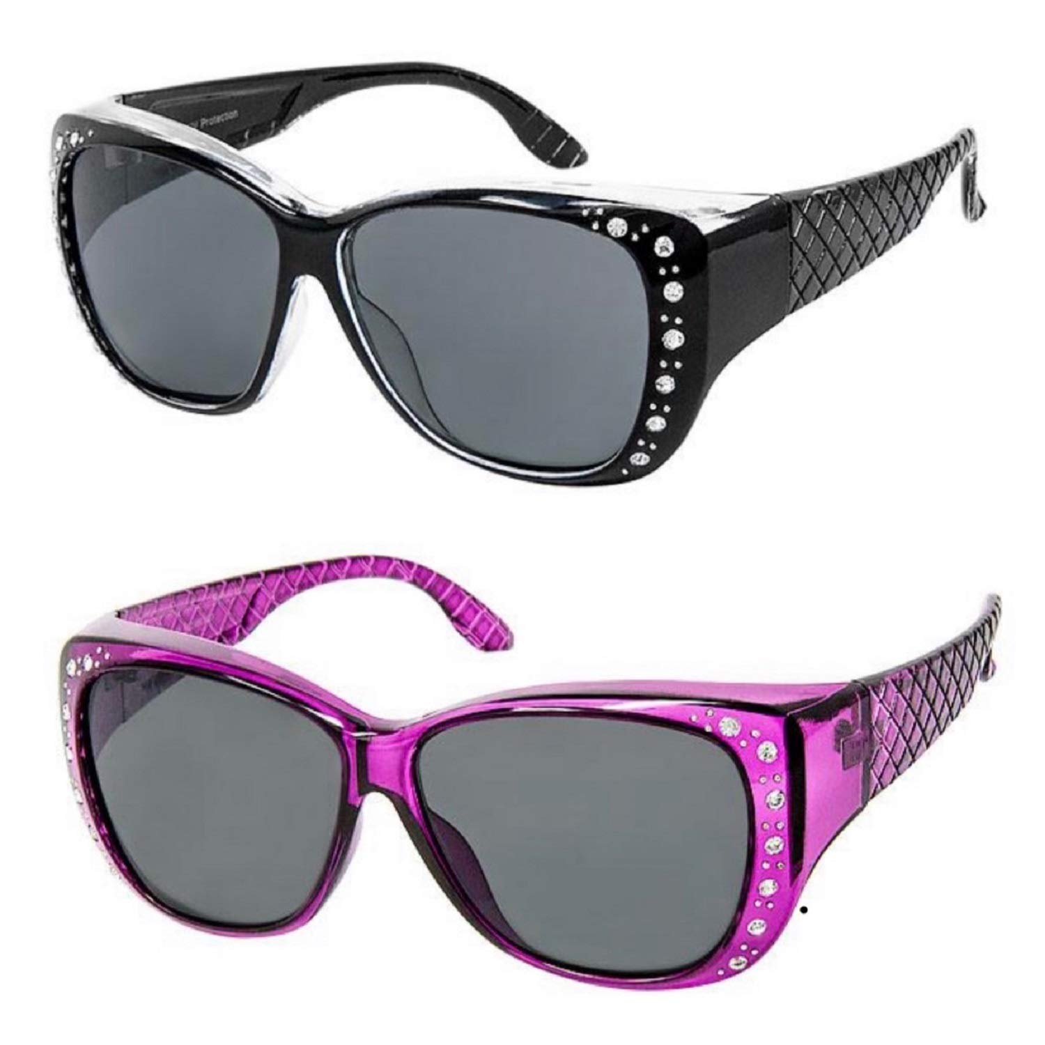 The Starlet Polarized 55 mm Fit Over OTG Butterfly Rhinestone Oval Rectangular Sunglasses
