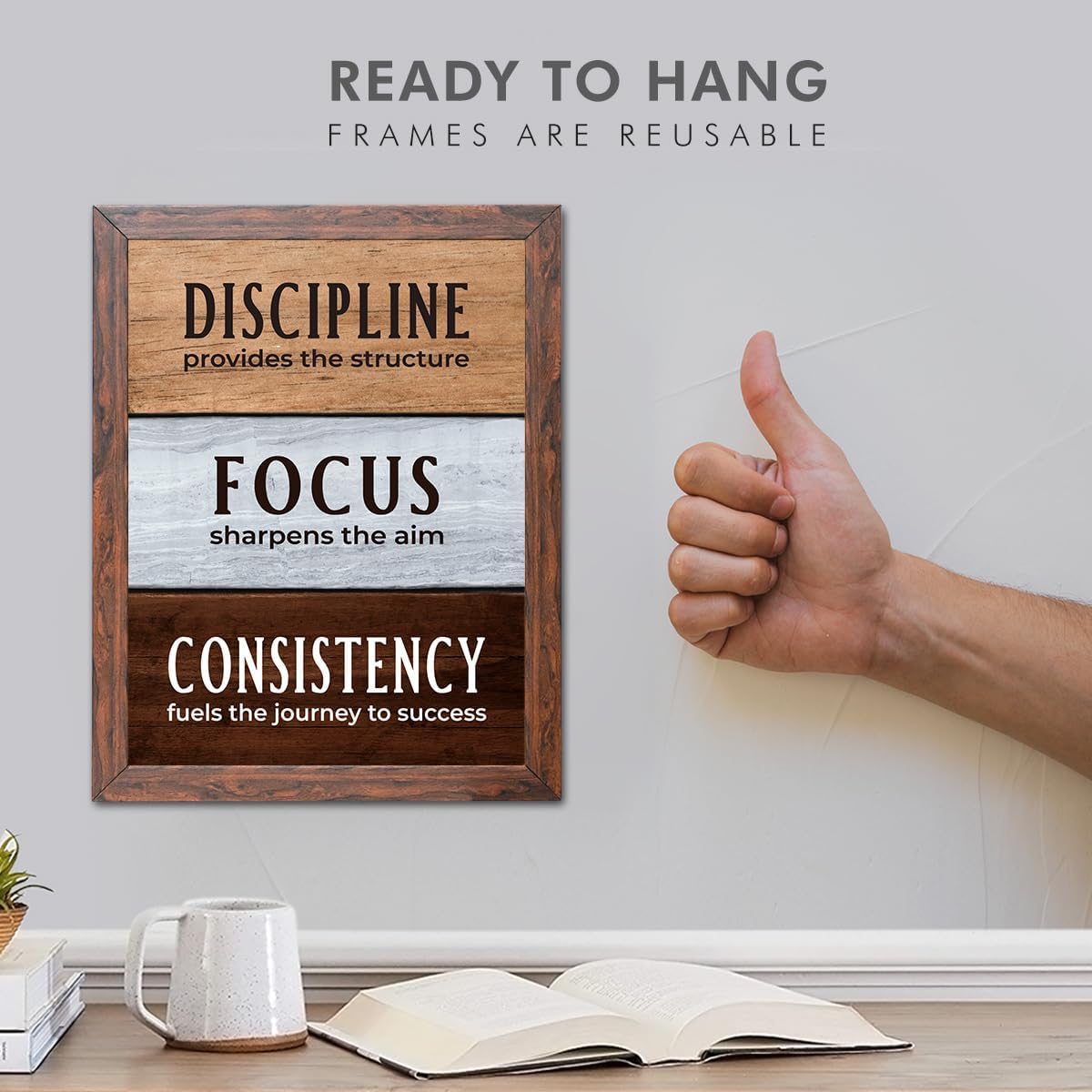 Chaka Chaundh - Discipline photo frames for wall - motivational quotes frames - poster with frame - Disciplineposter for wall - Quotes wall frames - (14 X 11 inches) (Discipline provides the structure - wood) 2