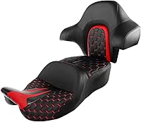 Vista 24 de Asiento de pasajero de una pieza de dos piezas para Harley Touring Road King Street Glide Road Glide 2009-2023 Electra Glide Tri Glide Ultra Classic