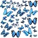 Topixdeals Wall Decal Butterfly, 36 PCS 3D Butterfly Stickers with Double Wings, Sponge Gum and Pins, Removable Wall Sticker Decals for Room Home Nursery Decor