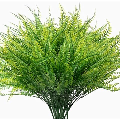 LEIISSURREE Ferns Artificial Plants Outdoor, UV Resistant Artificial Outdoors Plants, Fake Fern Plants, Faux Plants Greenry Outside for Home, Garden, Front Porch,Window Box Decoration(18 Bundles) Cover