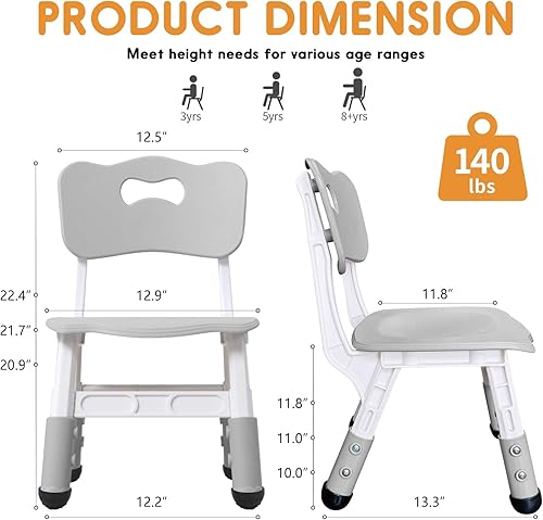 Miniatura 2 de Silla para niños de altura ajustable, sillas para niños de 2 a 8 años con fundas para pies para el hogar, aula, jardín de infantes y lugares para