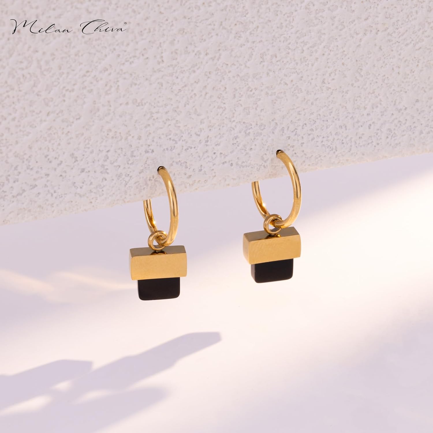 Milan Chiva 14K 18K Gold Plated Dangle Hoop Huggie Abalone Shell Earrings Lightweight Statement Teardrop Dainty Leverback Earrings for Women Trendy - Image 4