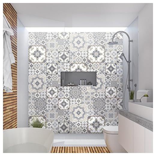 Stickers cuisine adhésifs carrelages muraux azulejos - 15 x 15 cm - 60 pièces